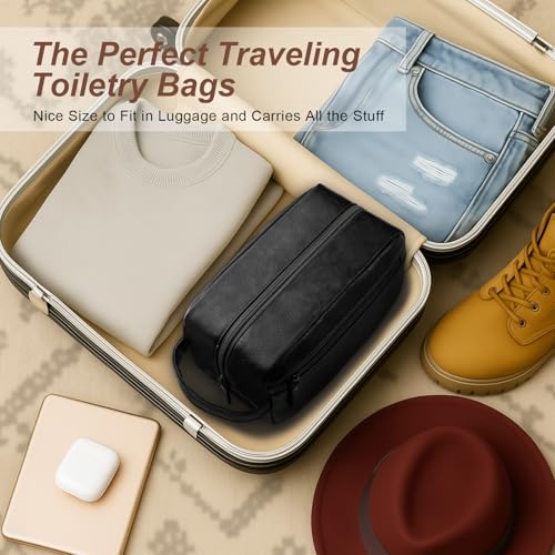 Travel Toiletry Bag for Men & Women - Water-Resistant PU Leather