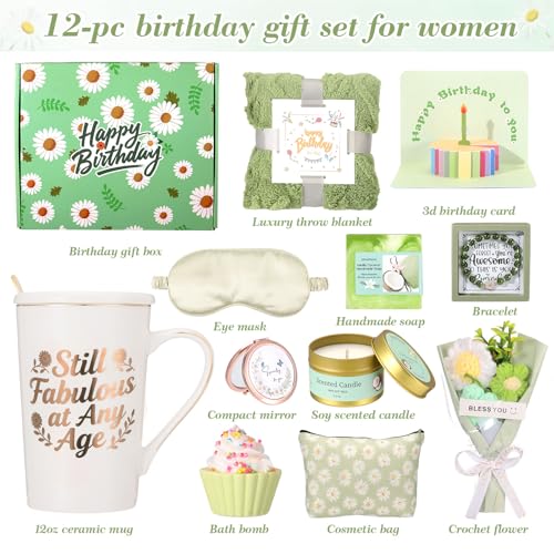 Daisy Birthday Gifts for Women Self Care Gifts Spa Gift Baskets for Women, Happy Birthday Gift Box for Mom Daughter Sister Girlfriend Best Friend,Thinking of You Get Well Gift for Her