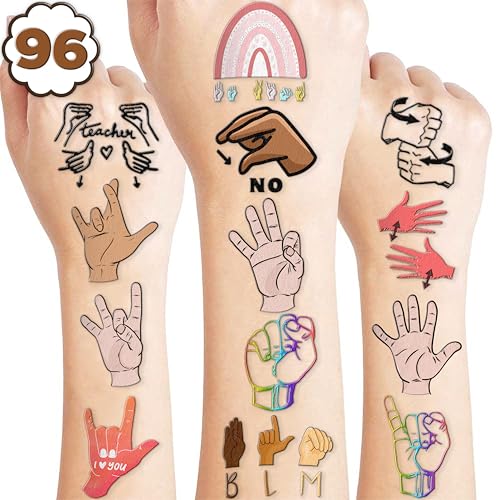 107 PCS ASL Temporary Tattoos for Kids - Party Favors