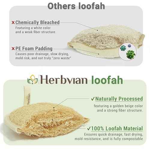 Vietnamese Natural Loofah Exfoliating Body Scrubber Pads, 100% Plant-Based Shower Luffa Sponge, Bath Loofah for Women Men (Pack of 1)