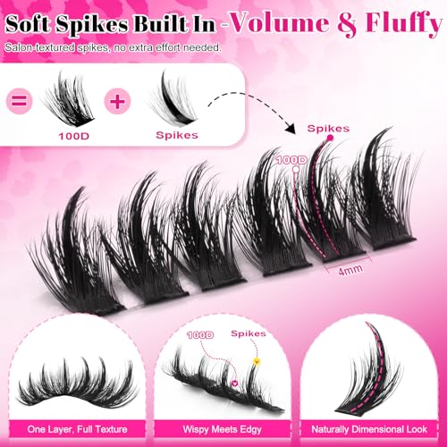 MilyBest Manga Lash Clusters with Spikes & Bottom Lashes, 10-18mm