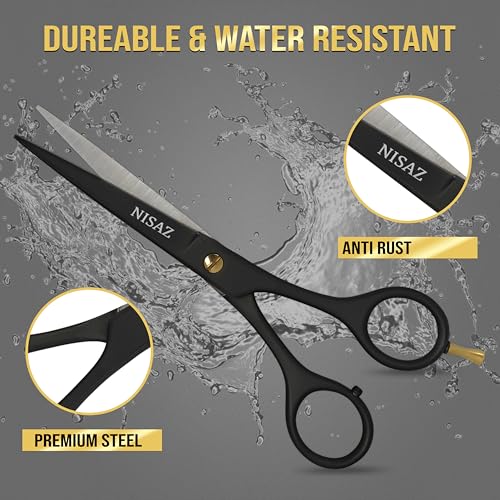 Professional 6.5” Matte Black Hair Cutting Scissors - Ergonomic Barber Shears