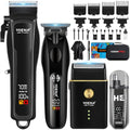 HIENA PRO Cordless Hair Clippers Set for Men - Professional Beard & Hair Trimmer with LED Display