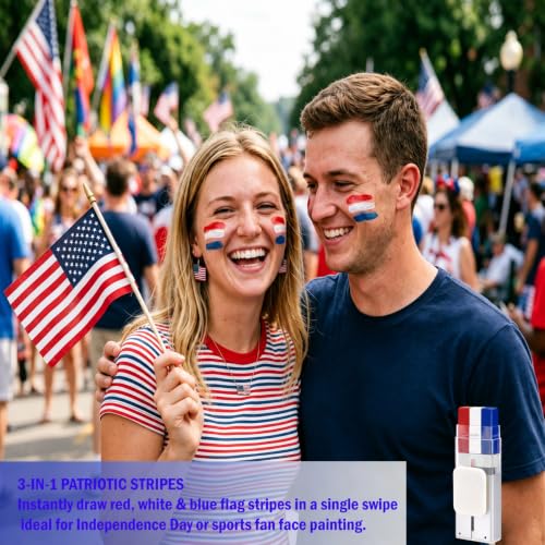 Patriotic Red White and Blue Face Paint Stick for 4th of July