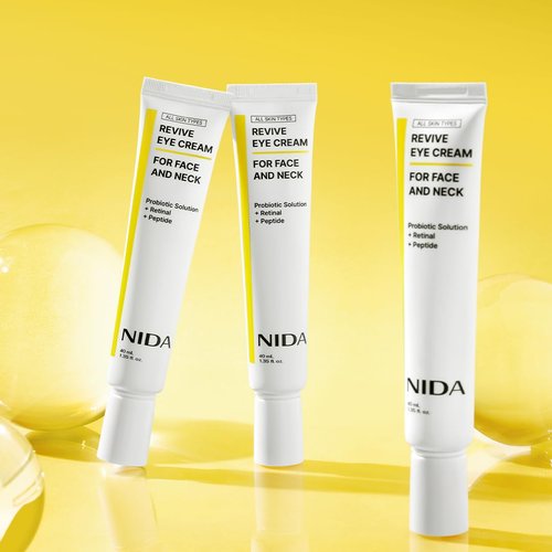 NIDA Revive Eye Cream For Face And Neck | Probiotic Solution, Retinal, Peptide | Wrinkles, Fine Lines, Cell Turnover, Firm Skin Texture, Radiant Skin, Moisture Retention | 1.35 fl. oz., 40ml