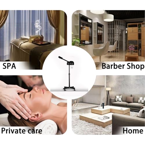 Stand Professional Ozone Facial Steamer with Touch Control, Hot Mist Function, Adjustable Height & Rolling Base, 360¡Æ Rotatable Nozzle, Use for Home, Salon SPA (Black)