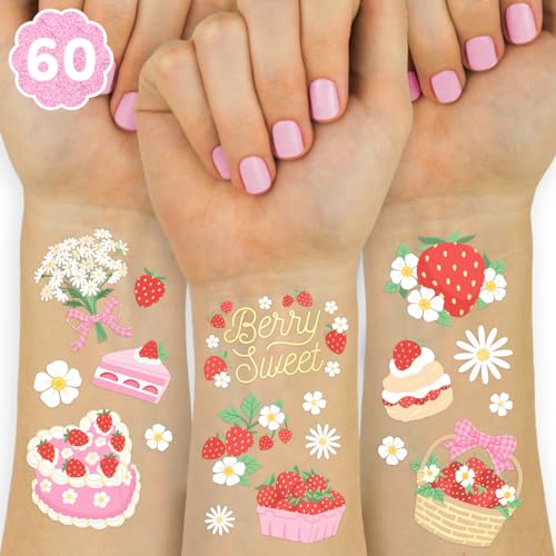 Strawberry Temporary Tattoos - 60 Designs Party Favors