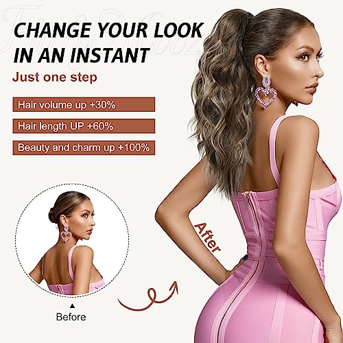Flufymooz 18 Inch Claw Clip Ponytail Extension, Wavy Curly