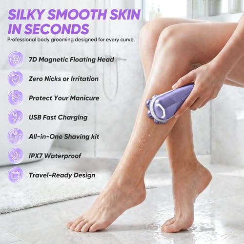 7D Electric Shaver for Women, Wet Dry Bikini Trimmer Kit