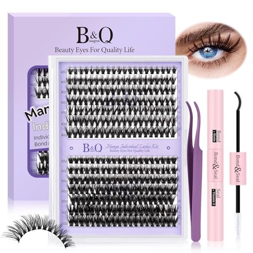 Lash Extension Kit for Beginners Eyelash Extension Kit Manga Lash Clusters Kit 280 PCS Individual Lashes Kit Volume 40D+50D Soft C Curl Eye Lash Extension Lash Kit(Manga-40D+50D-C-9-16MIX)