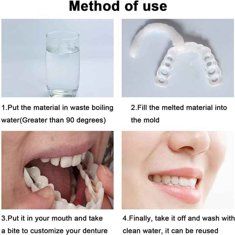 ‌2 Pairs Natural-Looking Temporary Smile Solutions, Top & Bottom Adjustable for Comfortable Experience (1.0)