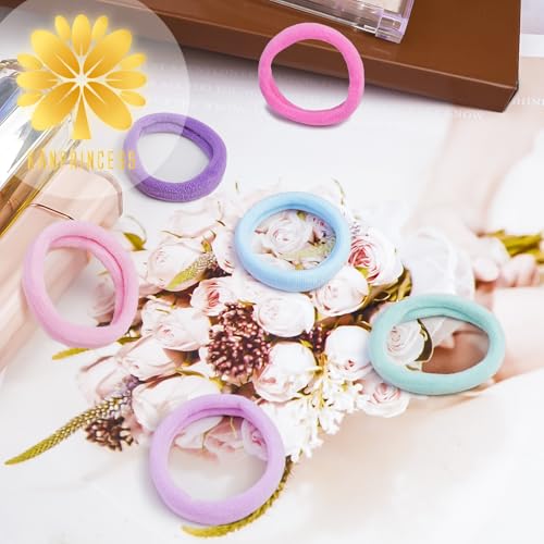 Kanprincess No-Damage Nylon Hair Ties - 100PCS Macaron Colors, Gentle & Secure Hold for Women & Kids