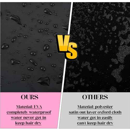 2 Pcs Large Shower Cap for Braids, Extra Long Shower Cap for Women Long Hair & Locs, Waterproof Hair Bonnets for Dreadlocks Drawstring Bath Caps for Women & Men (Black, Pink)