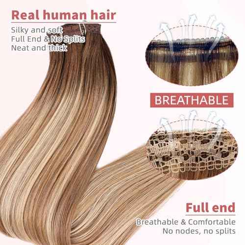 human hair clip in extensions Soft&Natural clip in hair extensions real human hair 120g 7pcs Straight&Invisible (14Inch #3822)