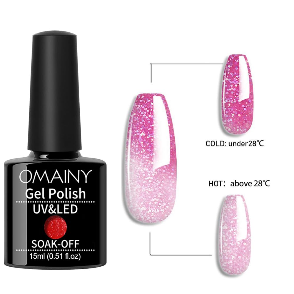 Omainy Gel Nail Polish 15ML,Color Changing Gel Nail Polish,Mood Changing Gel Nail Polish,Shellc Uv Gel Nail Polish,Temperature Color Changing Gel Polish With Gift Box