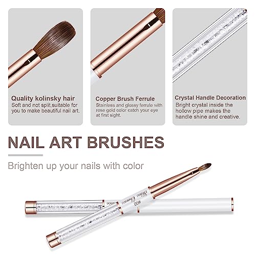 Shine Chance Acrylic Nail Brush Size 2, 100% Real Kolinsky Art Nail Brush for Acrylic Powder Application, Handmade Women Manicure Nail Extension Tool for Professional DIY Home Salon and Beginners