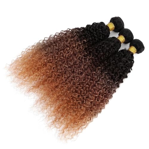 Ombre Brown Kinky Curly Human Hair Bundles - 24, 26, 28 Inch