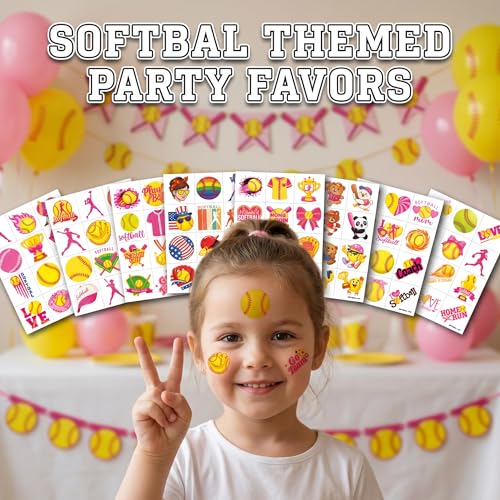 96 Softball Temporary Tattoos for Kids - Sports Party Favors