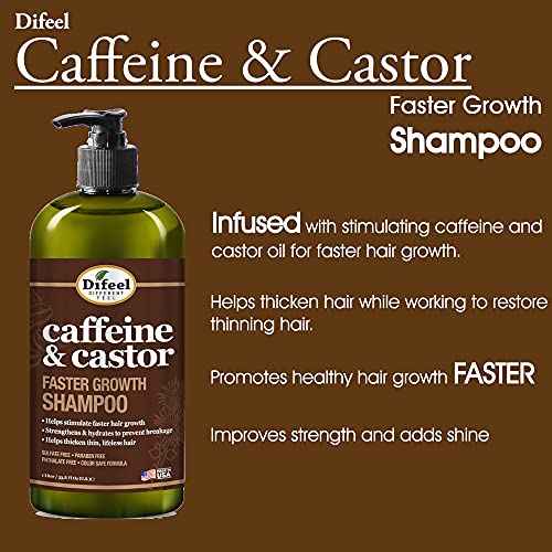 Difeel 2-PC Caffeine & Castor Shampoo & Conditioner for Faster Hair Growth 33.8 oz. - 2PC Shampoo & Conditioner Set
