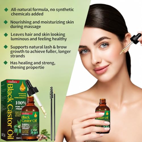 CRISTALBOX Organic Jamaican Black Castor Oil – 3 Pack 100% Pure for Hair, Skin & Nails