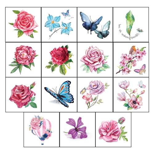 Flower Temporary Tattoos for Women - 80 Sheet Waterproof Stickers