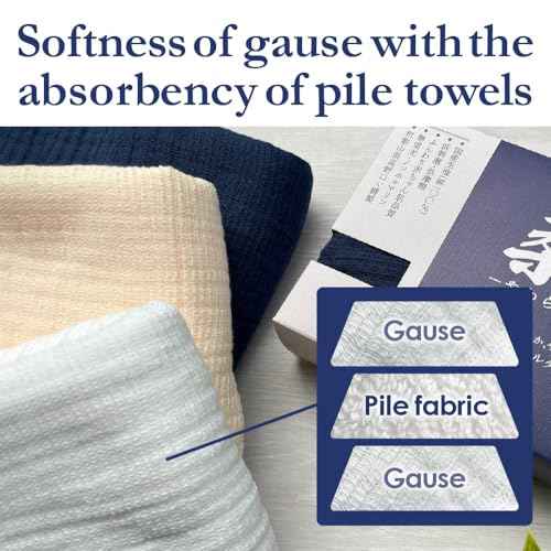 Ultra Soft Gauze Towels YAWARA 100% Cotton Premium Japanese Towel Low Friction 31.5 x 12.6 inches