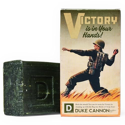 Duke Cannon Men's Body Soap, Big American Brick Of Soap, Smells Like Victory, Army Green, Clean, Fresh Scent, 10 Oz