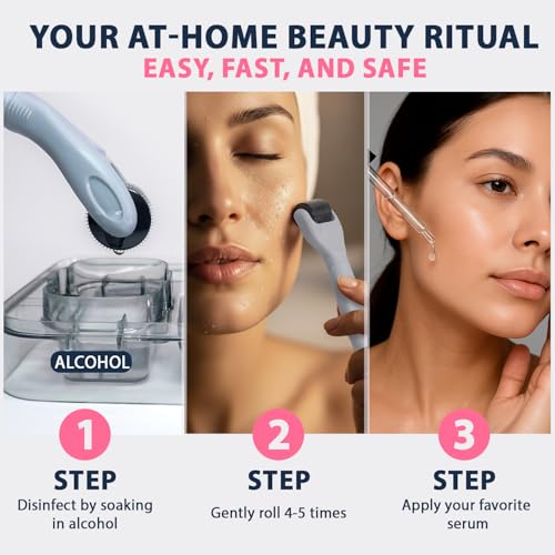 6-in-1 Titanium Derma Roller for Face and Body ? Kit with Micro-Needles (0.25mm) and (0.3mm) ? 300, 720, and 1200 Needles for Men and Women