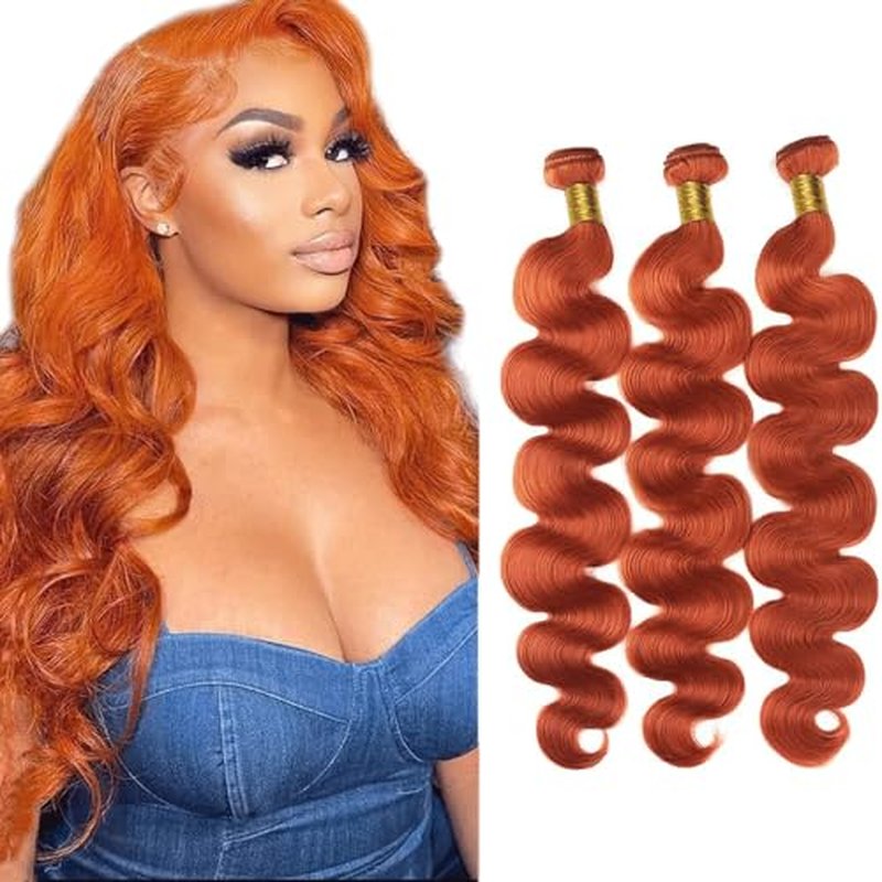 Fridnae 350 Ginger Body Wave Hair Bundles - 300g, 12-34 Inch