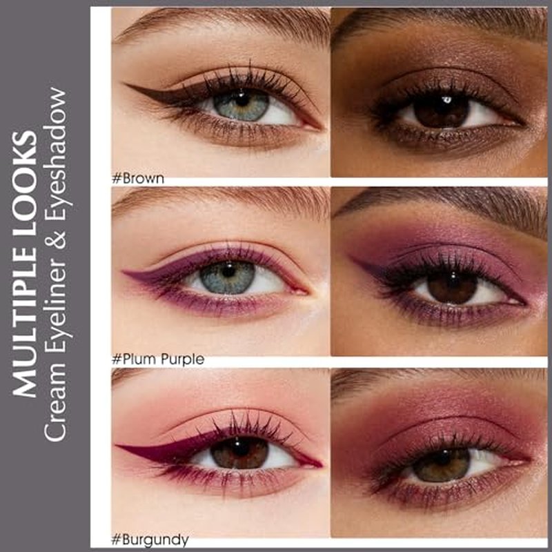 Burgundy Waterproof Gel Eyeliner & Cream Eyeshadow - Long-Lasting