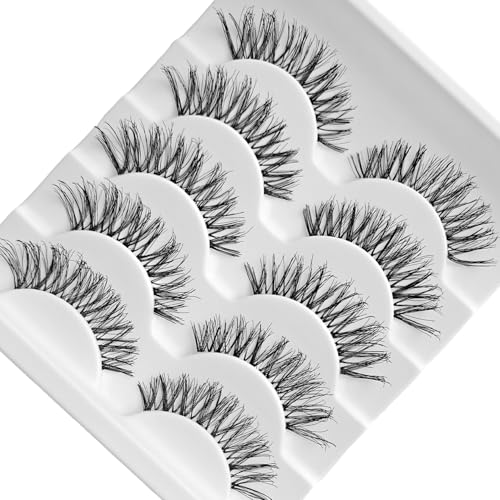 Wispy Natural False Eyelashes with Thin Clear Band - Cat Eye D Curl