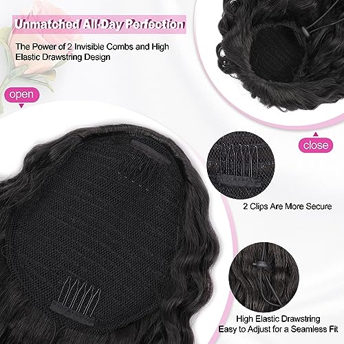 18 Inch Drawstring Ponytail Extension for Black Women - Curly Synthetic