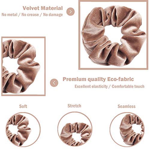 IVARYSS Velvet Scrunchies 12-Pack Dark Colors Hair Ties