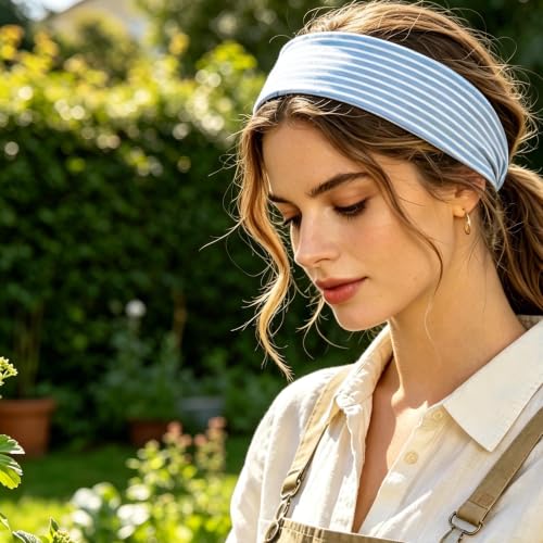 Gingham Headbands for Women - 8 Pack, Plaid Hair Bands