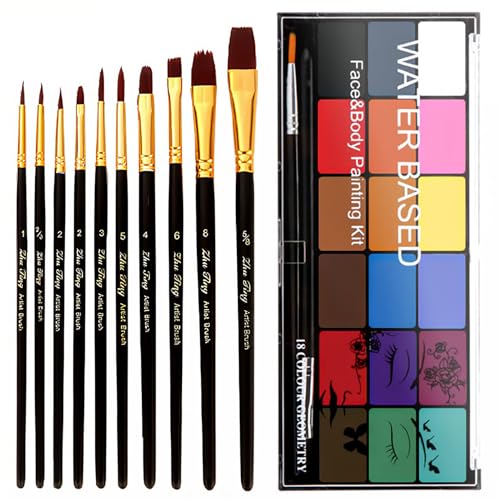 Face Painting Kit 18 Colors with Brushes - Water-Based Non-Toxic