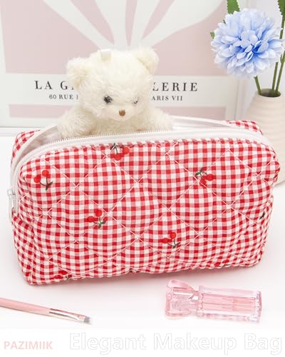 Quilted Makeup Bag Small Cosmetic Pouch Travel Organizer