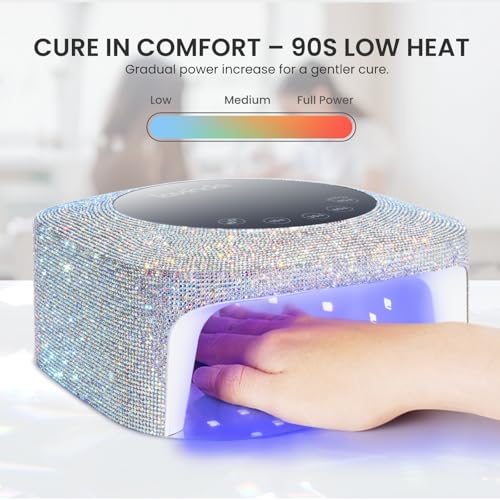 Lavinda Cordless UV LED Nail Lamp for Gel Nails with Rhinestones, Fast Curing & Large Space