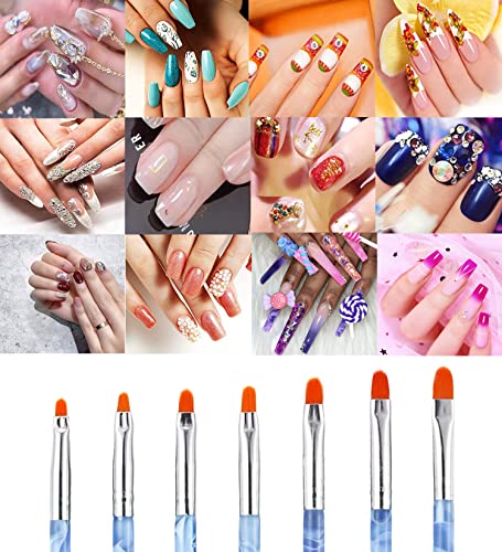 21PCS Acrylic Nail Brush Set Nail Art Brushes for Acrylic Application UV Gel Nail Brush Dotting Pen 3D Nails Brush for Acrylic Powder Nail Extension Acrylic Nail Kit Set Professional (21PCS Blue)