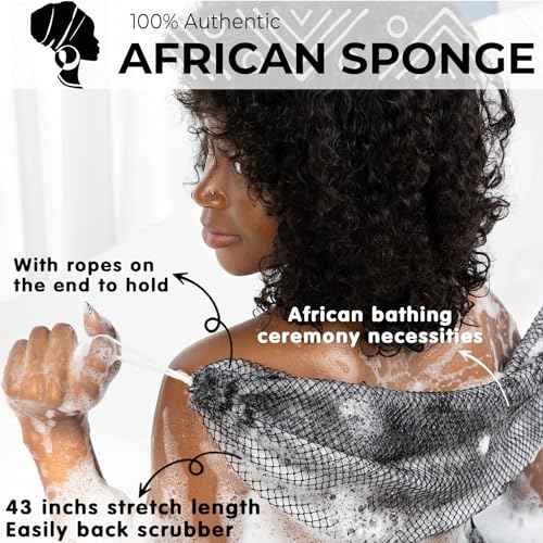 African Net Sponge Authentic - Afro Scrub Exfoliating Net Sponge with Knots - African Bath Sponges for Body Scrubber Exfoliator - Back Scrubber for Shower Bathing Accessories