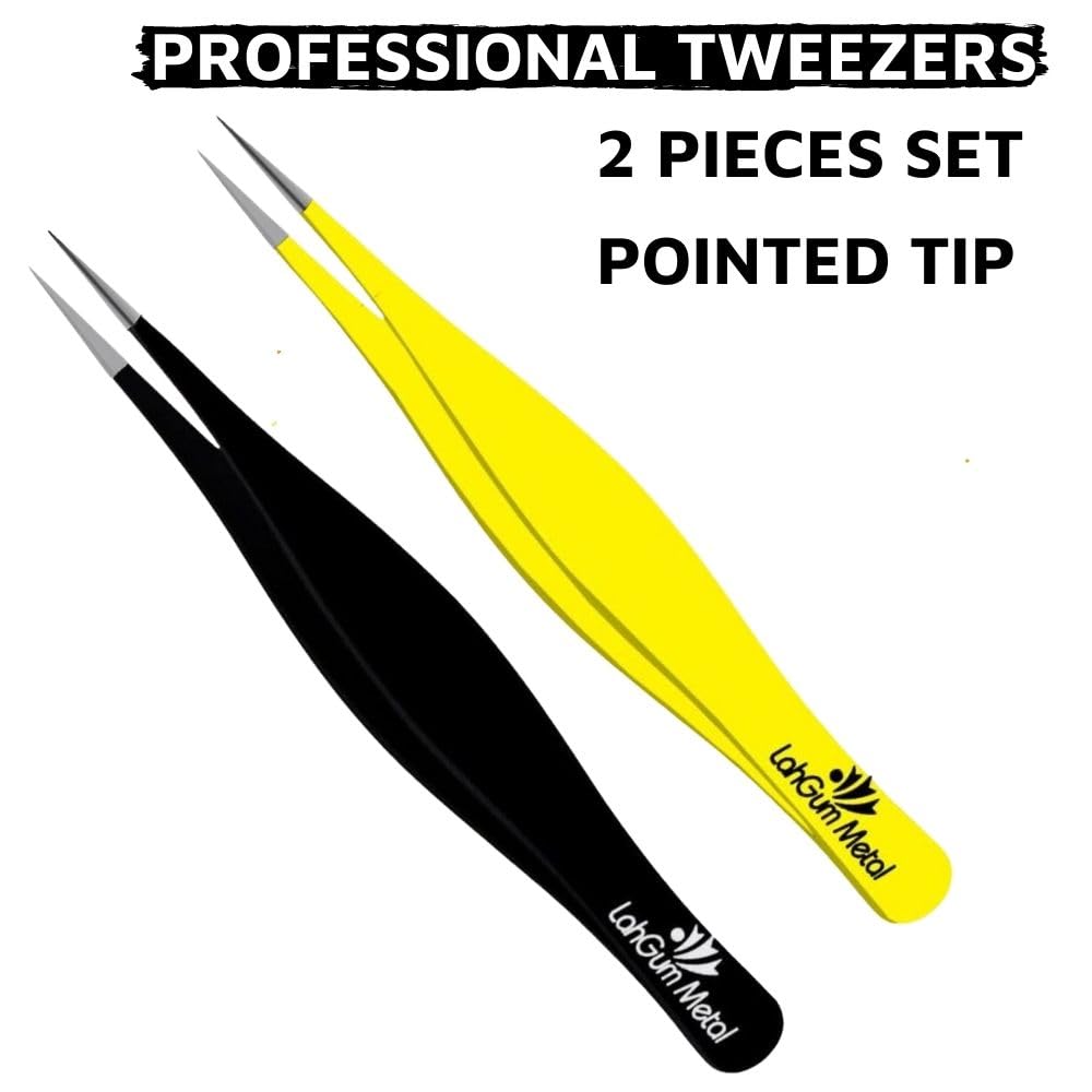 Super Sharp Pointed Tweezers Precision Fine Point Tip Ingrown Hair Tweezers Kit Best Pointed Tweezers for Women Chin Hair Removal - Extra Thin Tweezers Precision Stainless Facial Hair Remover for Face