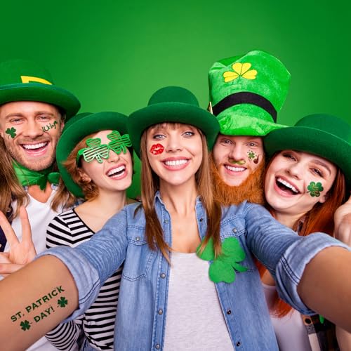 St Patricks Day Temporary Tattoos, 23 Sheets 100+ Pcs Glitter Shamrock