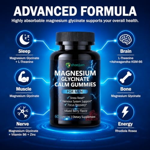 Magnesium Glycinate Gummies for Stress & Muscle Relaxation - 60 Count