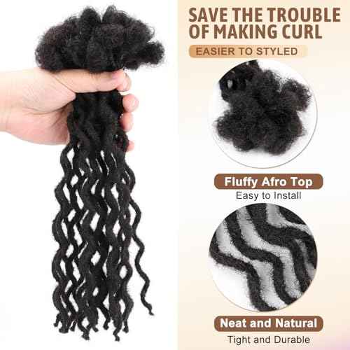 30-Strand Pack of 6'' Curly Dreadlock Extensions ? Handmade from 100% Human Hair, Afro Kinky Wavy Texture, 0.6cm Thick Micro Locs for Realistic Style