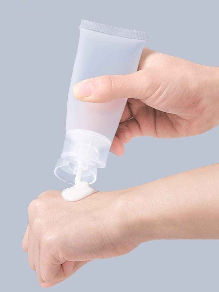 ericotry 24Pcs 30ml (1oz) Empty Translucent Plastic Cosmetic Lotion Tubes Bottles Shampoo Facial Cleaning Bottles Makeup Sample Soft Container Tube Bottle Vial Jar Pot Case with Flip Lid (Pack of 2)