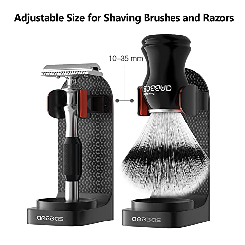 Anbbas Faux Badger Hair Shaving Brush and Bowl with Black ABS Wall Mounted Shaving Stand Holders for Soap Bowl and Brush,100g Soap Bar,5IN1 Set for Men Close Shave