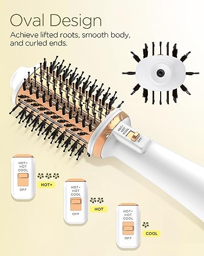 Plavogue Dual Voltage Hot Air Brush with Volumizer - White Gold