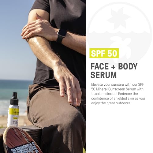 Raw Elements Face + Body Serum SPF 50 All-Natural Mineral Sunscreen - Reef Safe, Water Resistant, Broad Spectrum UVA/UVB Protection, Safe For All Ages, Travel Size 2oz (Pack of 2)