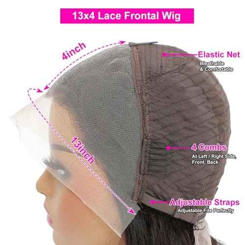 13x4 Lace Front Bob Wigs Human Hair 200 Density HD Transparent Lace Bob Wig for Women 14 inch Short Straight Bob Lace Frontal Wigs Glueless Pre Plucked With Baby Hair Straight Bob Wig Natural Color