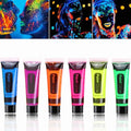 6 Color Glow in the Dark Face & Body Paint Set - Neon Makeup