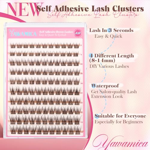 Self-Adhesive Brown Lash Clusters - Pre-Glued Press On